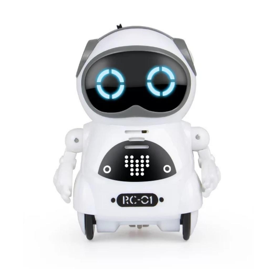 Mini English Robot Toy, White, Sings, Dances, and Reacts to English Words, Perfect for Kids, Carry in Your Pocket, Birthday Gift (White)