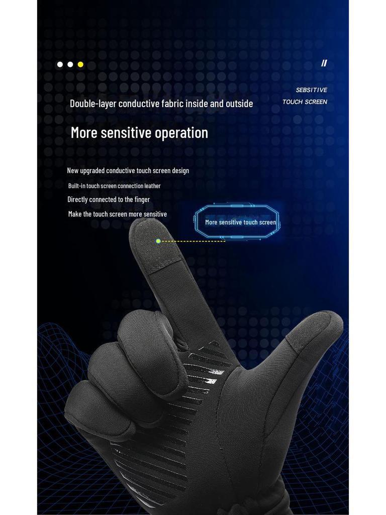 Мужские перчатки для велоспорта Q806: Теплые, светоотражающие, нескользящие, с сенсорным экраном для осенне-зимних видов спорта, таких как альпинизм и катание на лыжах.
