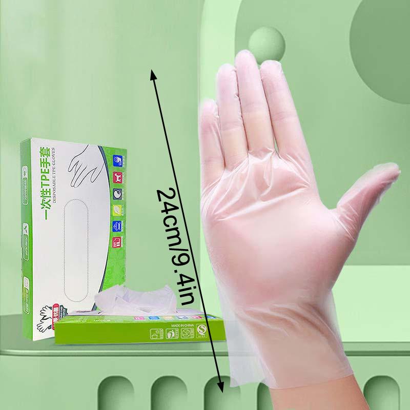 50Pcs/Box Latex Free Gloves Tpe Disposable Gloves Transparent Non-Slip Acid Work Safety Food Grade Household Cleaning Gloves