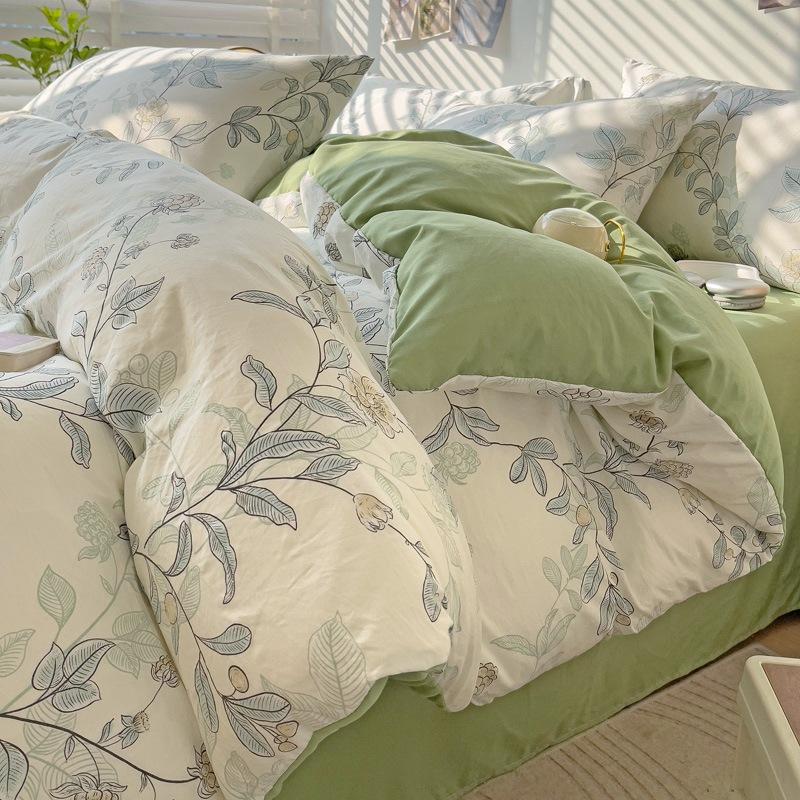 Маленький комплект из четырех предметов из свежевыстиранного хлопка, постельное белье, пододеяльник, комплект из трех предметов для односпальной кровати в общежитии