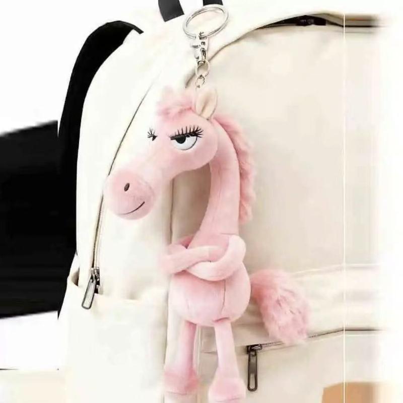 1PC Black Horse Keychain Plush Toy Backpack Pendant Decoration Year of The Horse Plush Toy New Year's Gifts for Boys and Girls
