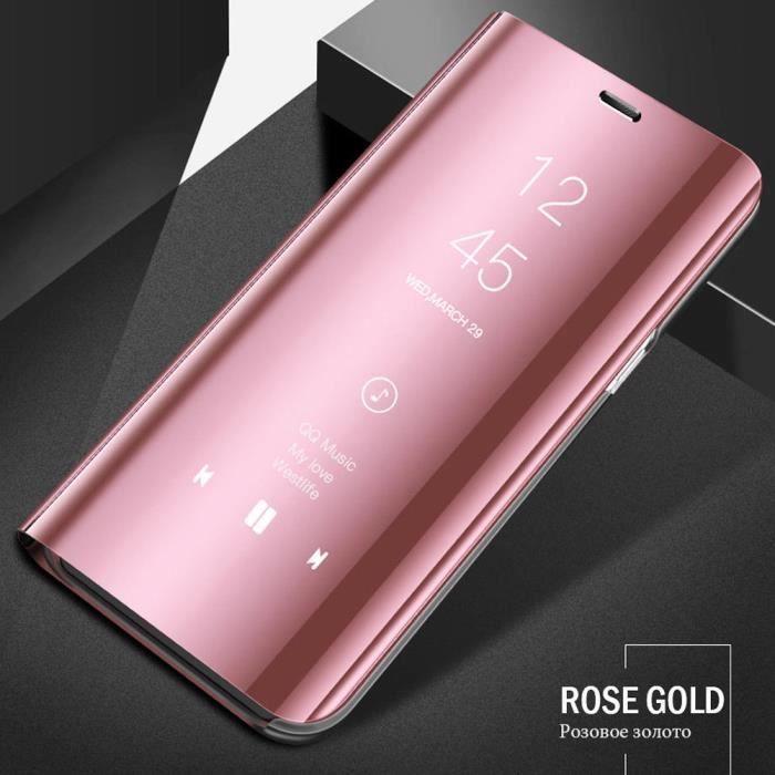 Coque Etui Flip - MISSTARS® - Xiaomi Redmi Note 9s - 9 Pro - 9 Pro Max - Effet Miroir - Rose