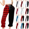 Женские повседневные модные повседневные брюки с принтом в клетку, брюки с завязками на шнурке