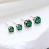 1 пара простых зеленых круглых сережек-гвоздиков из серебра 925 пробы с цирконием для женщин