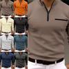 Men Long Sleeve Polo Shirt Casual 1/4 Zip Golf Sport Slim Fit Solid T Shirt Top