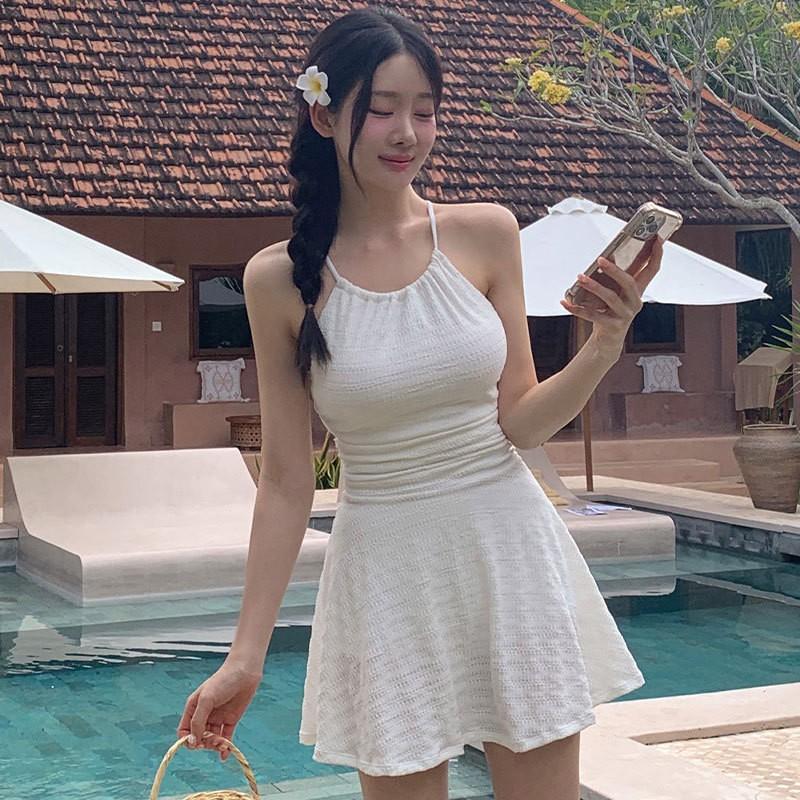 Женский цельный купальник юбочного типа Fairy Fan Chaoxian Han Ins Горячий Покрывающий живот Стройнящий Консервативный Сексуальный Купальный костюм