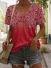 Летние Цветочные Футболки Цветок 3D Печать Женская Мода V-образный Вырез Короткий Рукав Футболка Y2K Оверсайз Футболки Харадзюку Топ Женская Одежда