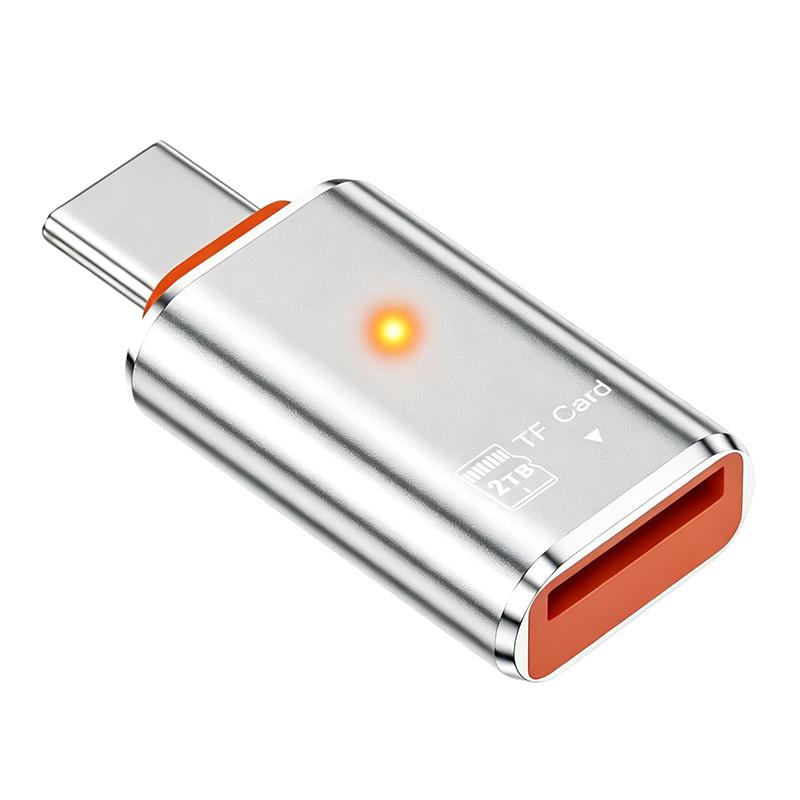 1 шт. Адаптер-кардридер Type-C для карт Tf с интерфейсом USB, передача данных, поддержка до 2 ТБ, для телефона, ПК