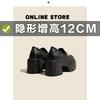 Thick-soled Women's Thick Heel New Inner Height Increase 12cm Single Shoes White Round Head Small Leather Shoes 32