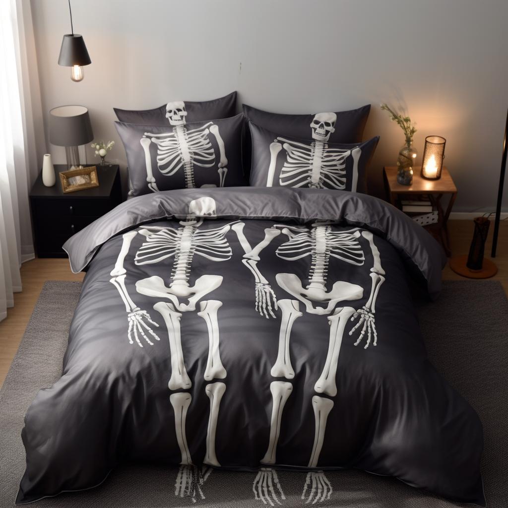 3D печать комплект постельного белья на Хэллоуин ужас череп пух пододеяльник наволочка 2/3 шт кость каркас покрывало домашний текстиль подарок