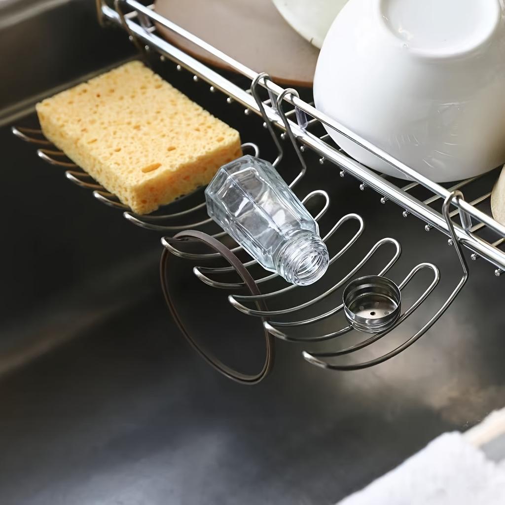 Stainless Steel Hanging Sink Drain Rack Kitchen Sponge Holder Soap Storage Basket