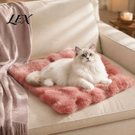 Soft Pet Supplies for Pets Faux Fur Mat, Warm Cat Sleeping Pad with Non-slip Bottom, Comfortable Rug Dogs Self-Warming Fuzzy Cozy Mat Bed Cats,