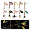 10Pcs Spoon Metal Hard Spinner Baits Fish Lures Spinner Swimbaits Colorful Sequins Lures Baits Treble Hook Fishhooks Set
