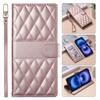 Premium PU Leather Diamond Quilted Phone Case with Photo Frame & Cash Pocket for iPhone Samsung Google Detachable Wristband Strap