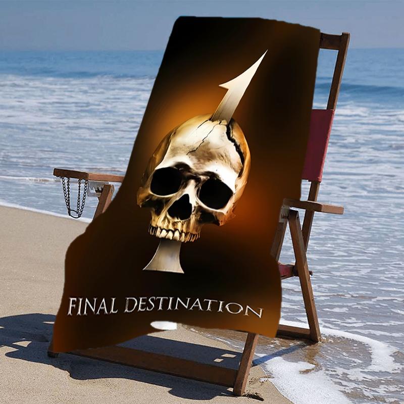 proof beach towel with a Final Destination Bloodlines2 pattern - soft,absorbent,quick-drying,machine washable - perfect for swimming,camping,bathing