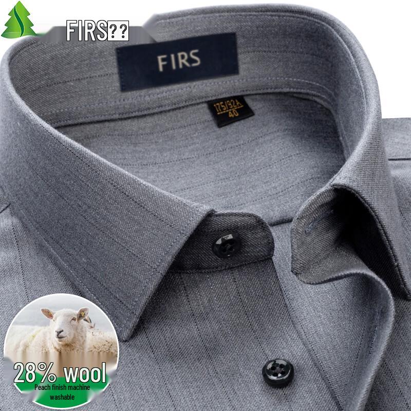 Мужская рубашка FIRS с длинным рукавом в стиле business casual (28% Шелк Шерсть)