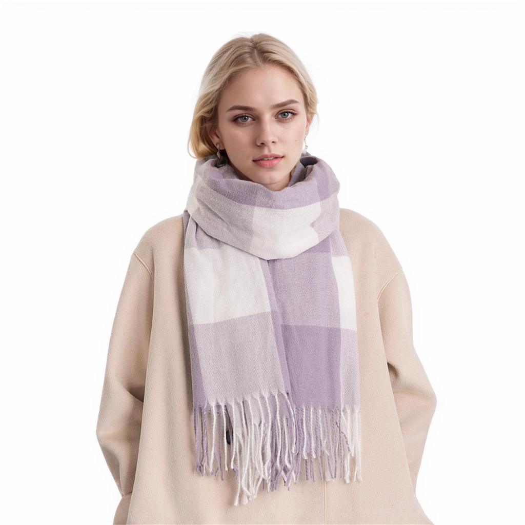 Ladies Ethnic Retro Sassel Head Cape Thick Color Striped Shawl Scarf