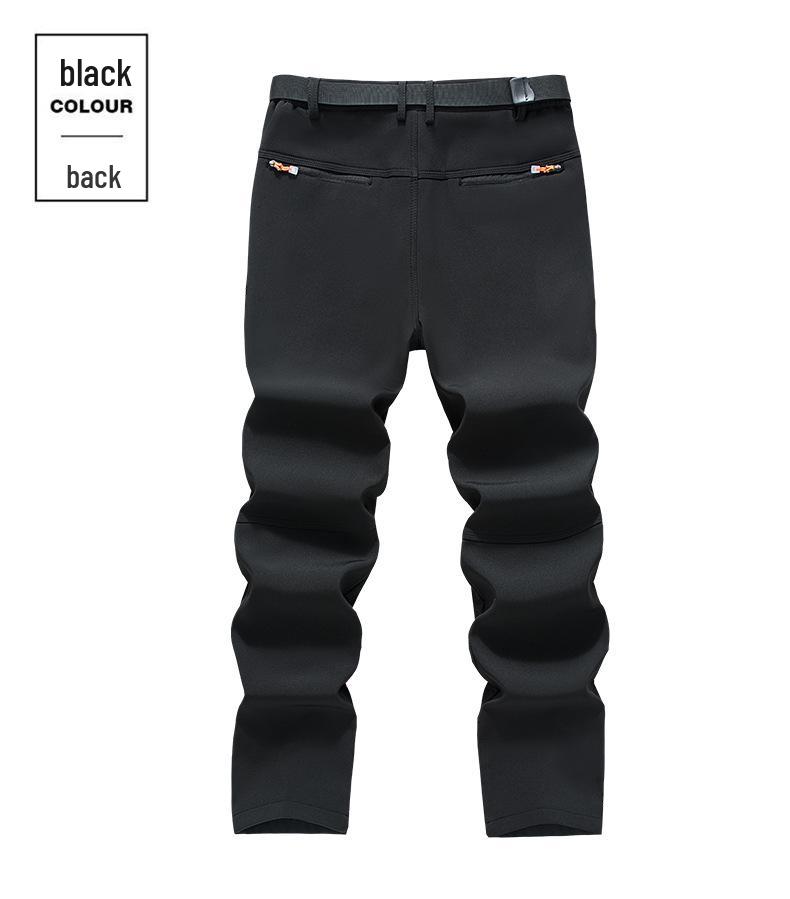 Men's Fleece-Lined Softshell Outdoor Pants: Windproof & Waterproof for Autumn/Winter, Plus Size Available
