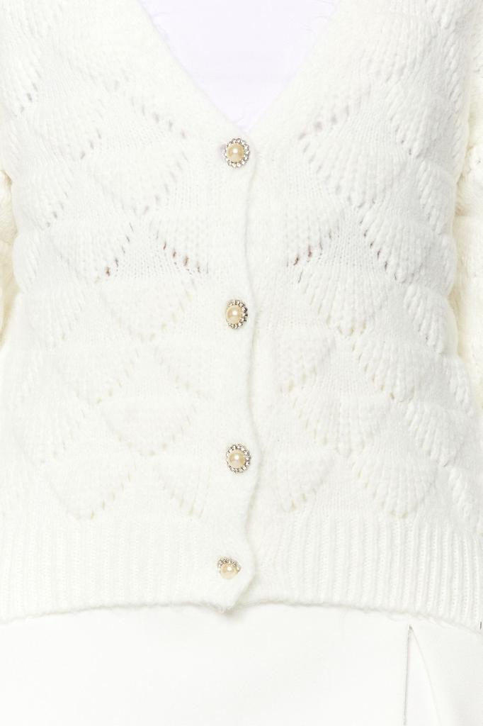 Женский модный стильный кардиган из норки, ажурный перфорированный трикотаж с v-образным вырезом, кардиган