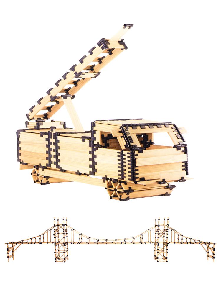 Kids' Master Architect Interlocking Wooden Building Blocks – Educational Assembly Toys for Kindergarten