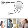 LED Lighted Folding Mirror with Suction Cup 10X 360 Degrees Rotatable Goose Neck Vanity Mirror Portable Cosmetic Mirror with Lamp