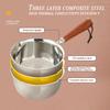 316Stainless Steel Oil Pot Mini Hot Milk Pan Frying Pan Wooden Handle Small Saucepan Boiling Butter Melt Pot Kitchen Accessories