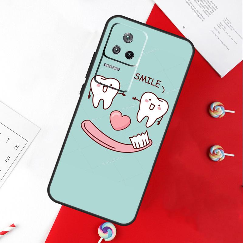 Мультяшный стоматолог Покрытие для зубов с коронками для Xiaomi 14T 11T 12T 13T Pro 13 14 15 Ultra POCO X7 Pro X3 X5 X6 F5 F6 M6 Pro Чехол