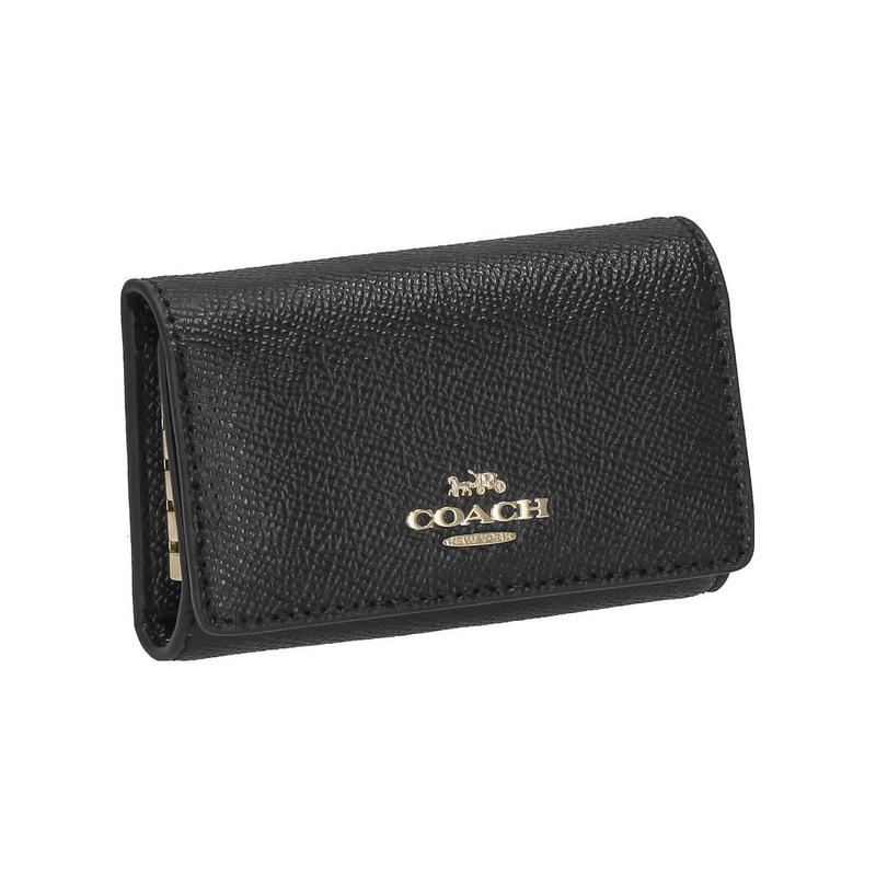 Coach Кошелек для ключей старый логотип письма застежка-кнопка кожаный кошелек для монет сумка для ключей женский черный черный