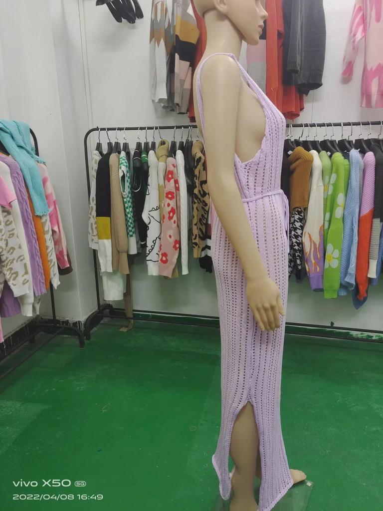 Женское однотонное трикотажное пляжное платье 2024 года