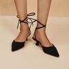 Pointed Cross Anklet Sole Heel Shoes Women's European and American Outer Wear Straps Bow Banquet Nightclub Sexy Stiletto Women's Single Shoes