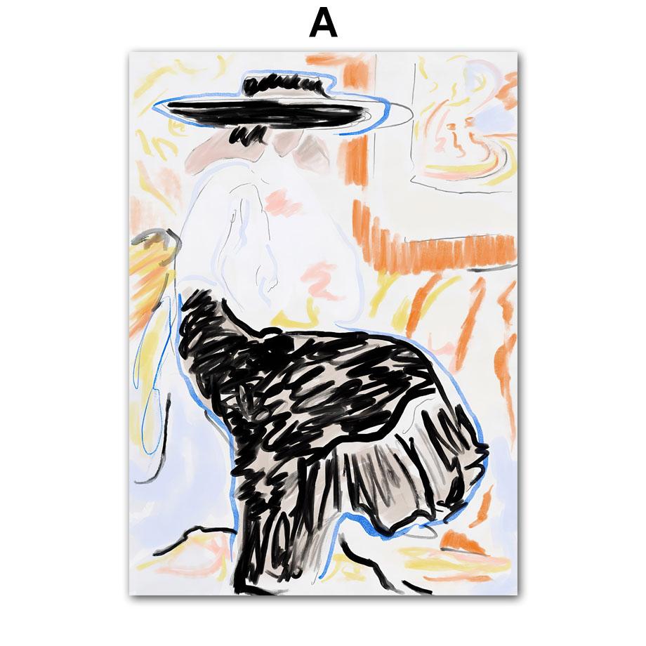 Винтажная акварельная картина на холсте, женский цветок, абстрактное настенное искусство, украшение для гостиной, фотографии и принты, постер для домашнего салона