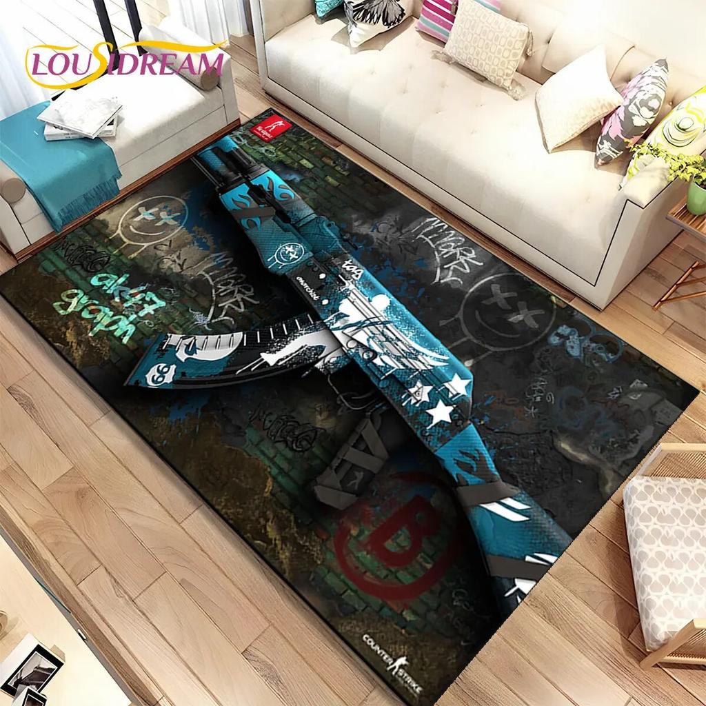 3D штурмовая винтовка, пистолет, пистолет CS M4 AK USP, игровой коврик, ковер для дома, гостиной, спальни, дивана, коврик для двери, декор, нескользящий напольный коврик