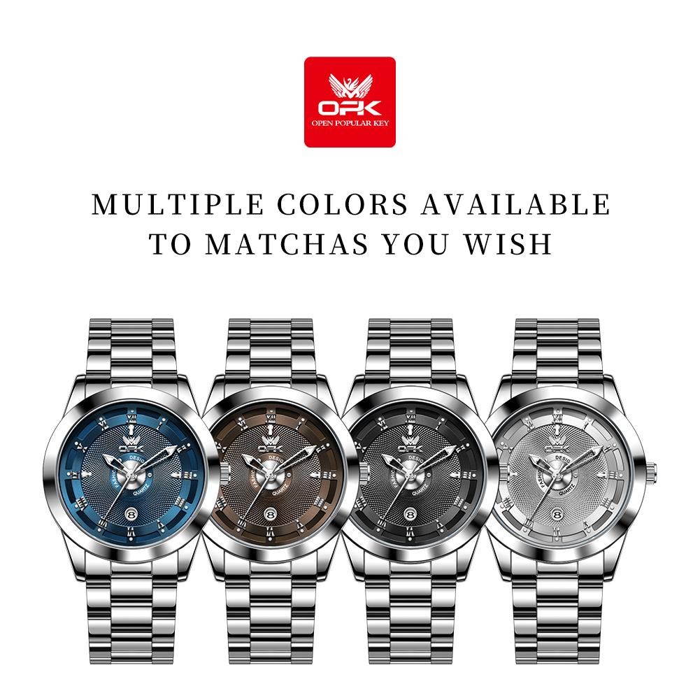 OPK brand watch waterproof luminous calendar business quartz form calendar simple men's watch 6056