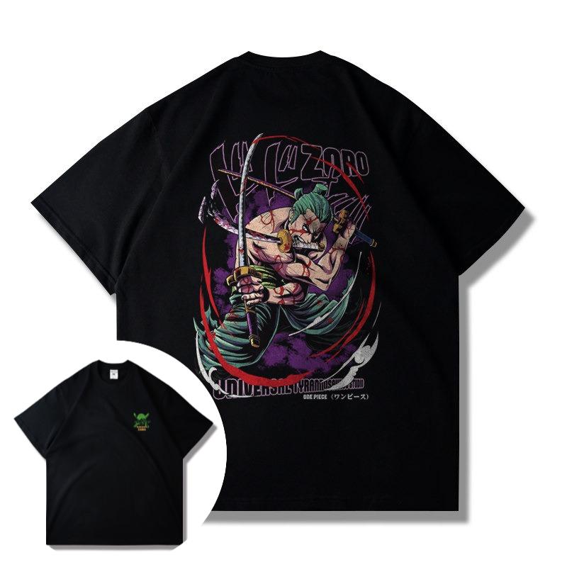 One Piece Anime Print Jointed Shortsleeved Tshirt for Unisex and Women Made of Pure Cotton Thick and Loose Suitable for Summer