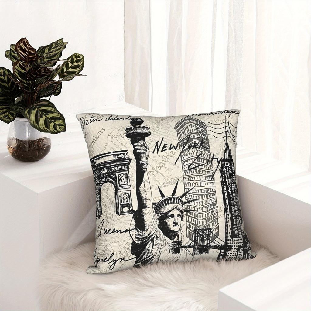 Retro 1980S New York Printed Decorative Pillowcase Travel Accessory For Bedroom Indoor Home Decoration