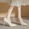 555-8 Pointed High Heels Women's Spring and Autumn New White Thin Heels Comfortable Gentle Elegant Work Shoes