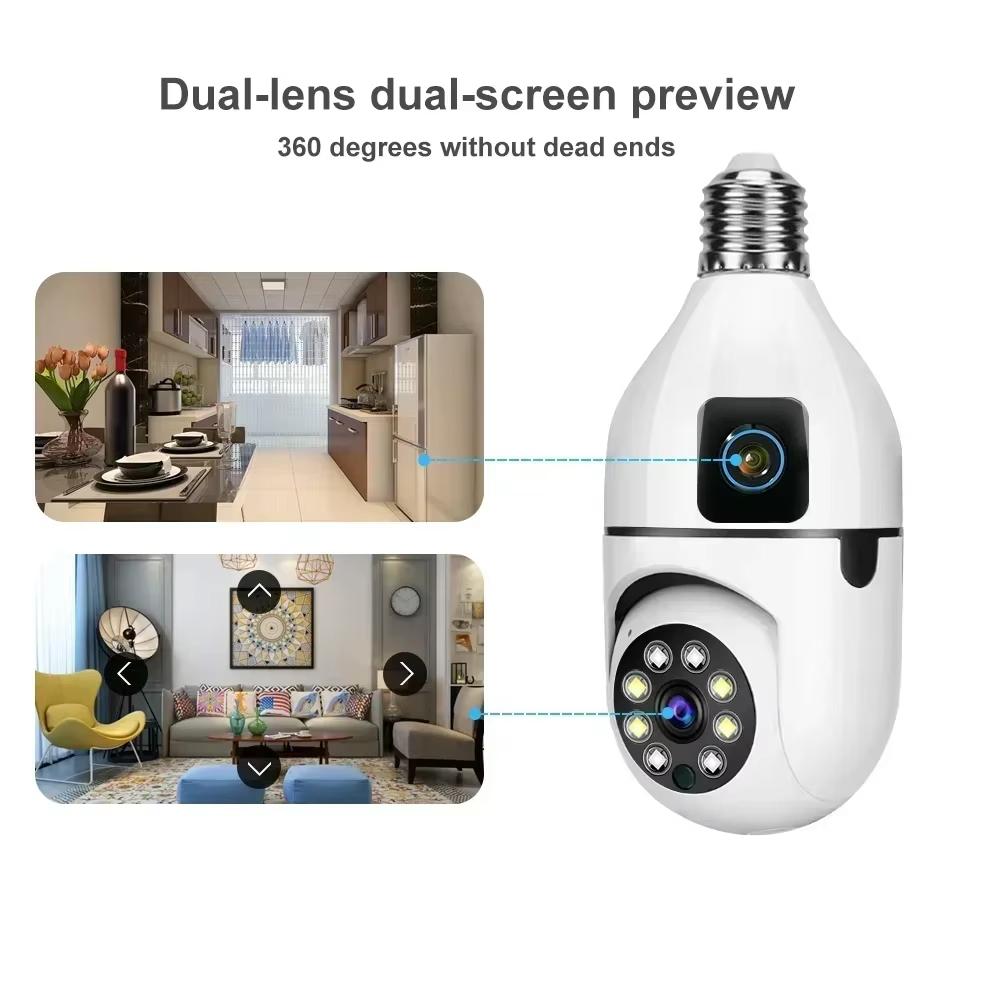 8-мегапиксельная E27 Bulb WIFI камера с 8-кратным зумом и двумя объективами для внутреннего наблюдения, слежения за человеком, беспроводные камеры с двусторонней аудиосвязью, цветное ночное видение