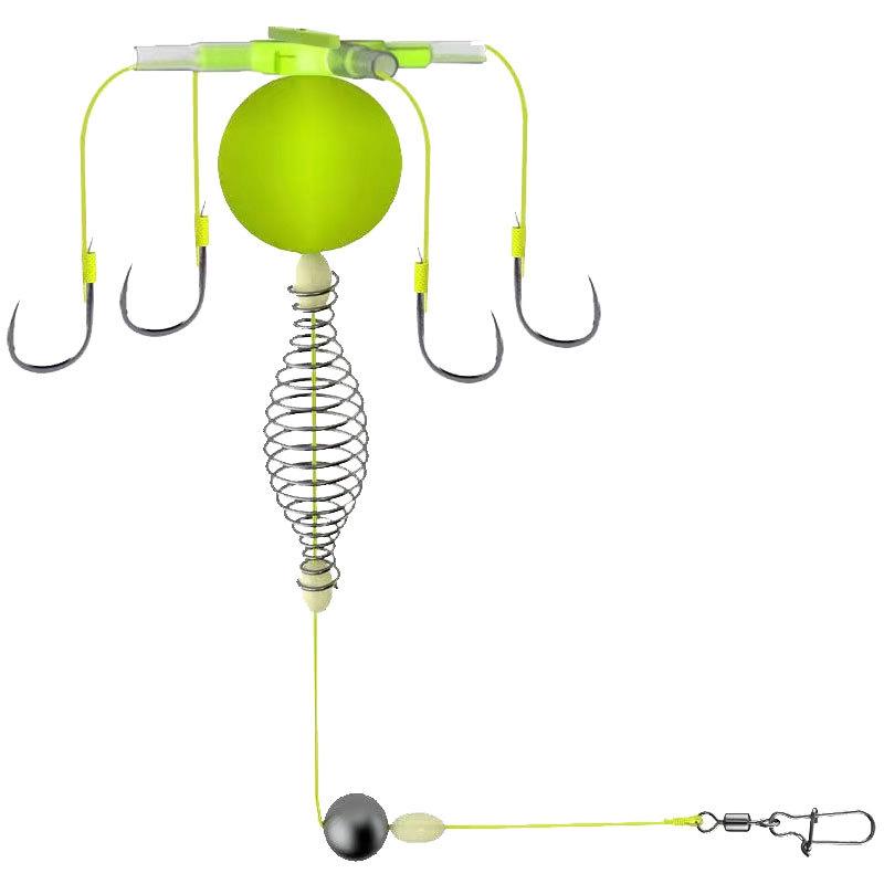 Противозацепный пружинный крючок, клетка для прикормки для рыбалки, четыре крючка, карбоновая сталь, леска, кормушка, грузило, поплавковая рыбалка, пружинная клетка для прикормки, инструменты