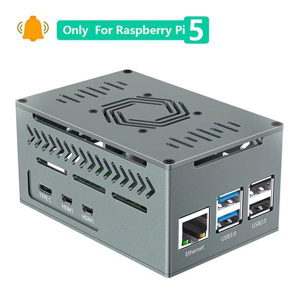 Корпус из алюминиевого сплава для Raspberry Pi 5 с чистой медью, Цветной: Как показано, Материал: Алюминиевый сплав.