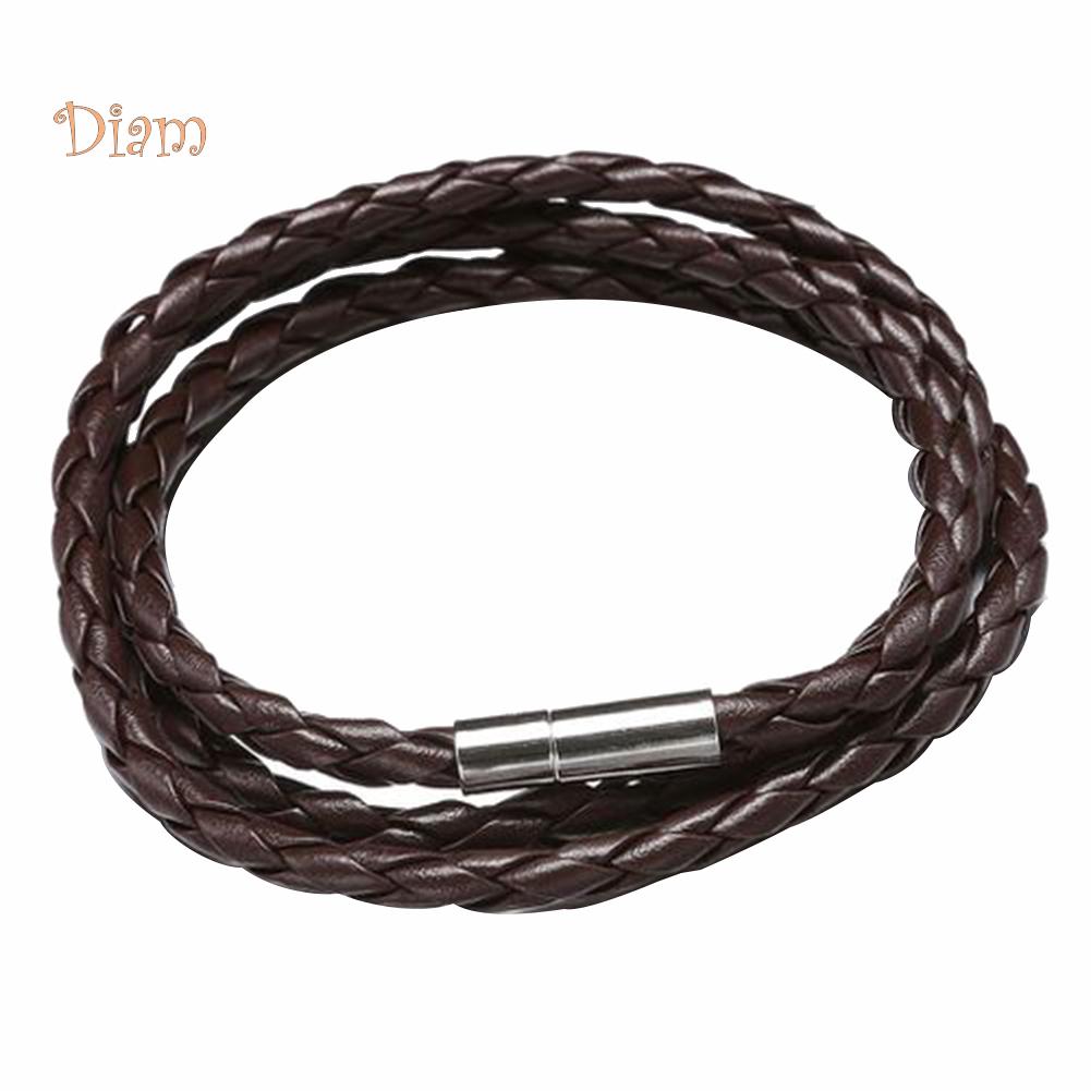 Ювелирные изделия с бриллиантами в стиле ретро для женщин и мужчин, многослойный плетеный кожаный браслет-манжета, браслет