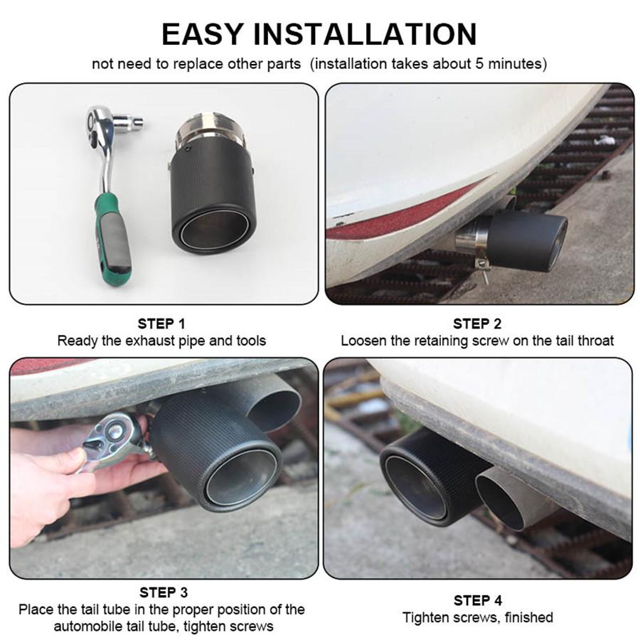 63mm Inlet 89mm Out Glossy Carbon Fiber Car Exhaust Pipe Tail Muffler Tip Cover