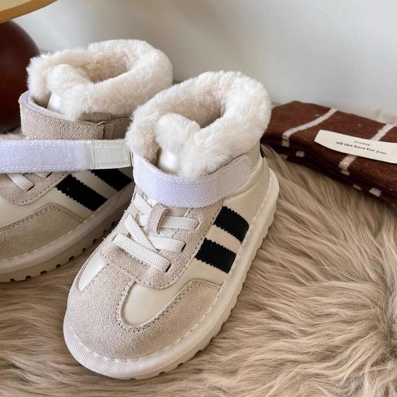 Зимние детские зимние ботинки Теплые зимние хлопковые вставки для мальчиков Зимние зимние ботинки с заплатками Нескользящие детские ботинки Кроссовки для мальчиков и девочек