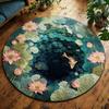 3D Koi Fish  Lotus Round Rug - Visual Illusion Anti-Slip Decorative Floor Mat for Bedroom and Living Room Decor