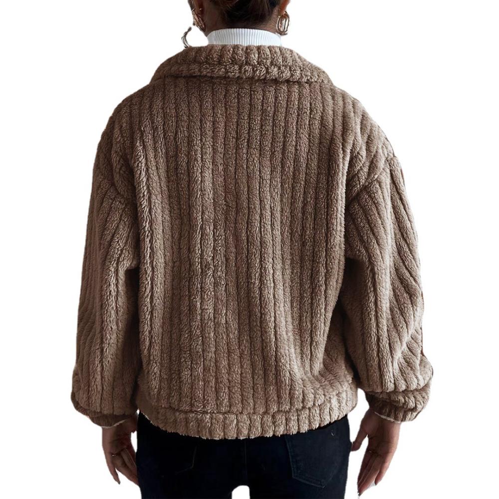 Осенне-зимняя женская куртка с лацканами, удобная повседневная женская утолщенная плюшевая куртка