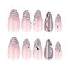 French Pastel Cat Eye 3D Wave Pearl Rhinestone Press-On Nails