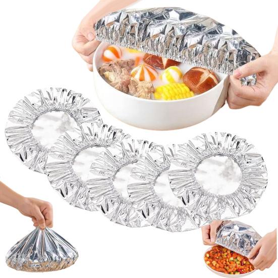 30/50Pcs Repeatable Aluminum Foil Insulation Cover Elastic Heat-Resistant Food Covers for Kitchen
