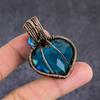 Natural Indicolite, Blue Topaz Handmade Copper Wire Wrap Pendant 2.05" H0c14