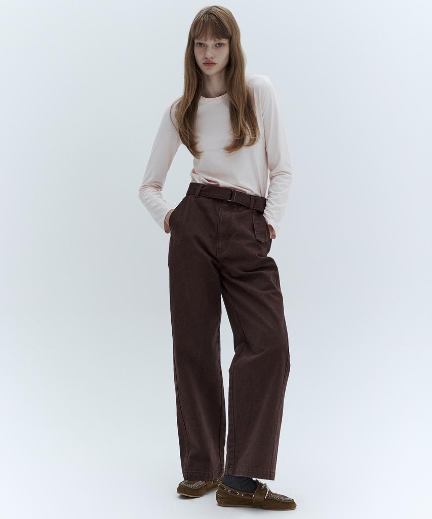 CITYBREEZE Belted Curved Pants_2 Colors