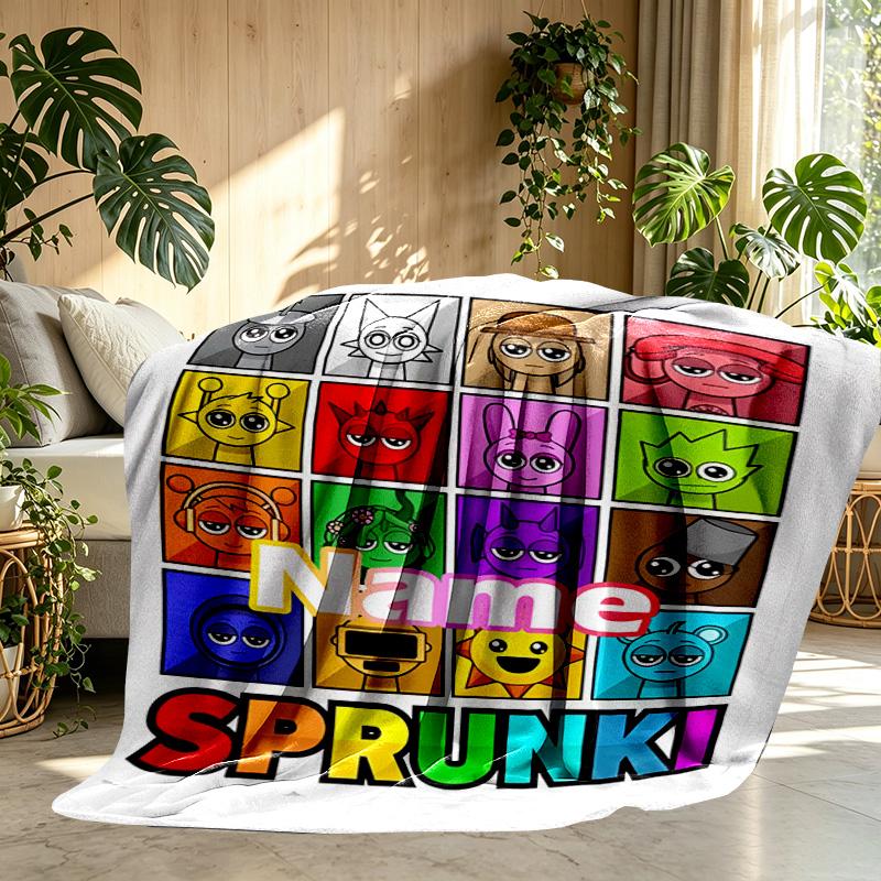 Custom Name Personalized Sprunki Game Print Blanket, Home Decor, Bedroom, Sofa, Camping, Couch, Gifts for Birthday Christmas