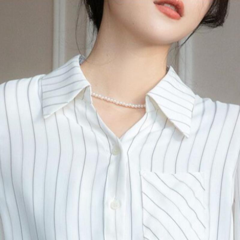 Shop Women S Striped Collared blouSe Wdm Wbl kSS3321